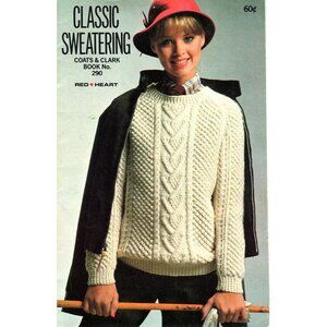 Coats and Clark Classic Sweatering Knit and Crochet Pattern Book Vintage 1980